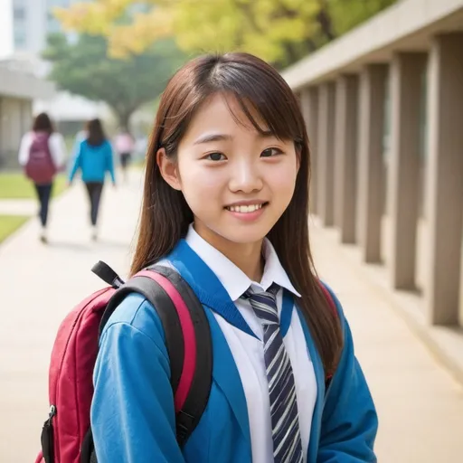 Prompt: stock photo of a female Korean middle school student
