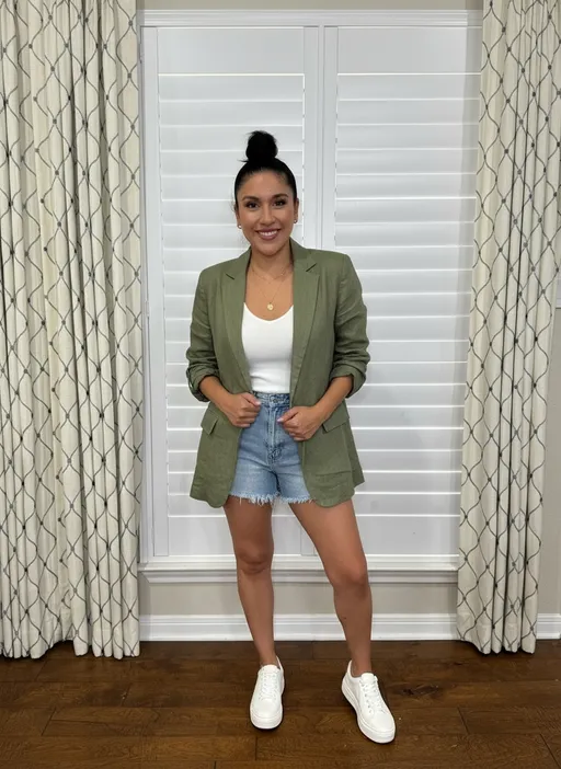 Prompt: Create an AI twin of Annabel Gomez, also known as TopKnotLatina — a chic Latina fashion and lifestyle influencer from San Antonio, Texas. She’s warm, confident, and playful with a polished, camera-ready look. Style her with glossy brunette hair in a top knot, soft glam makeup, and trendy outfits from Amazon fashion. The vibe should feel modern, feminine, and approachable — perfect for Instagram and TikTok content.