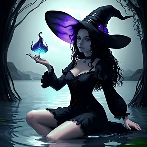 Prompt: A beautiful witch in the water 