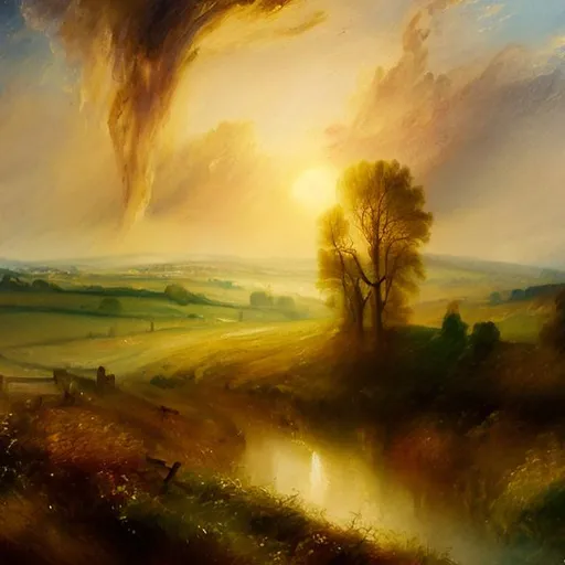 Prompt: english countryside landscapes oil painting in the style of turner ar 4:5