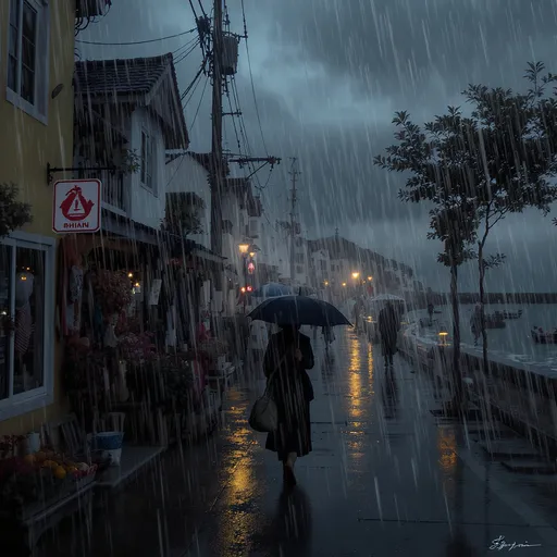 Prompt: It was a quiet, rainy evening in a small seaside village. Ammu walked home, her umbrella trembling in the wind.