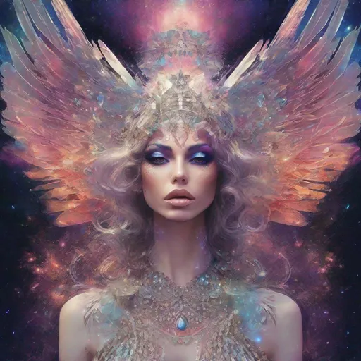 Prompt: space angel heroin queen, beautiful goddess, abstract 