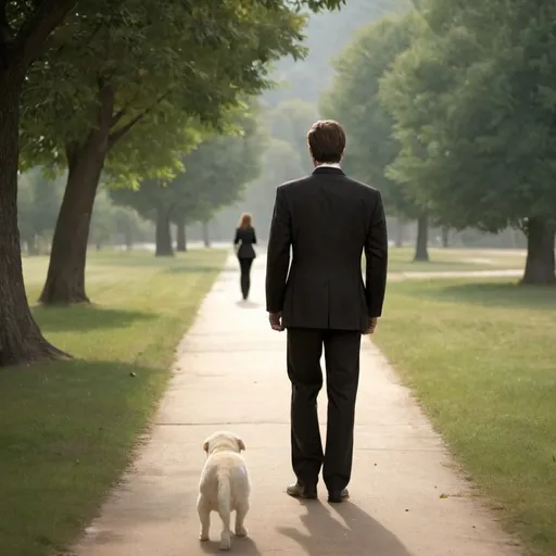 Prompt: Amen standing watching a woman the love of his life leave him walking away high quality are very sad