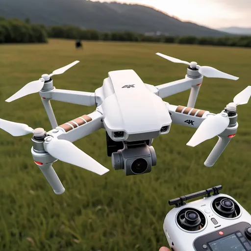 Prompt: a 4k drone in the air small like the dji mini 2