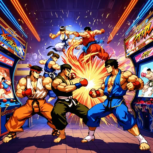 Prompt: Street fighter 2 characters arcade very clear new competition surprise me artsy fartsy