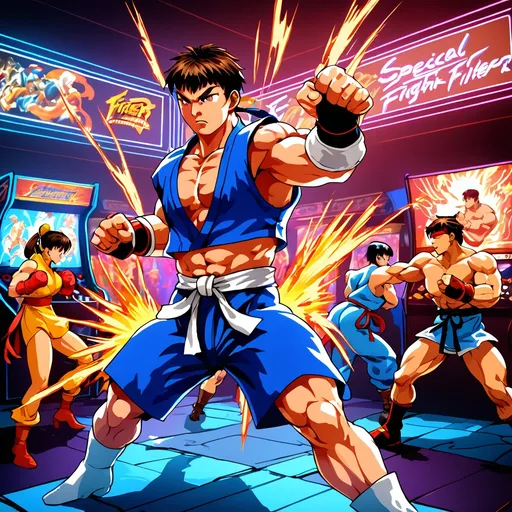Prompt: Street fighter 2 characters arcade very clear new competition surprise me artsy fartsy