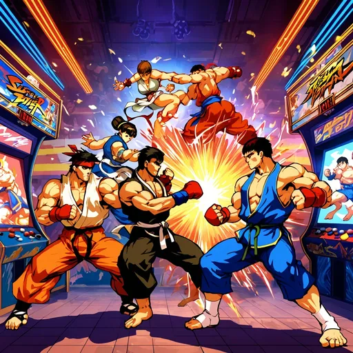 Prompt: Street fighter 2 characters arcade very clear new competition surprise me artsy fartsy