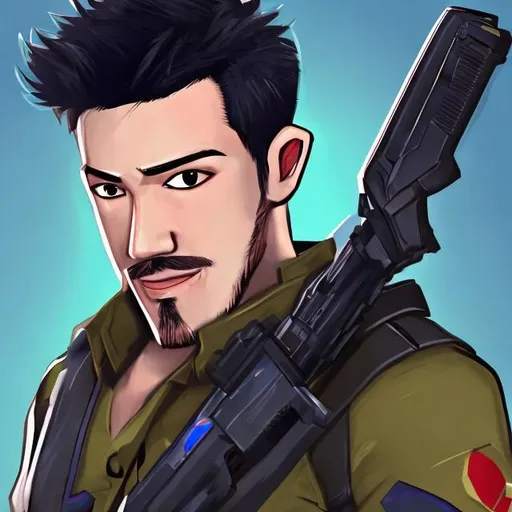 Prompt: markplier with a gun
