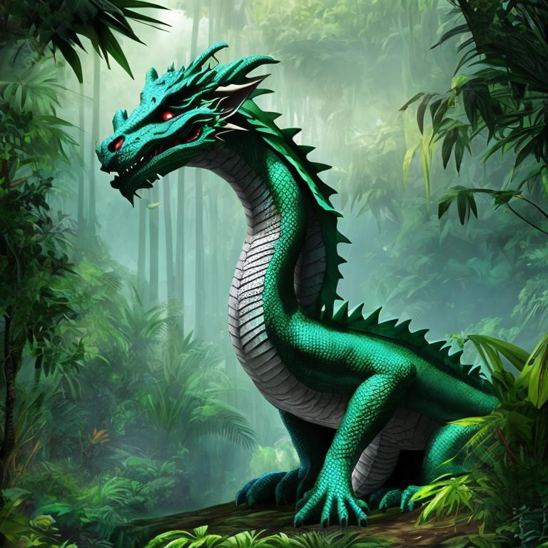 Prompt: dragon in jungle


