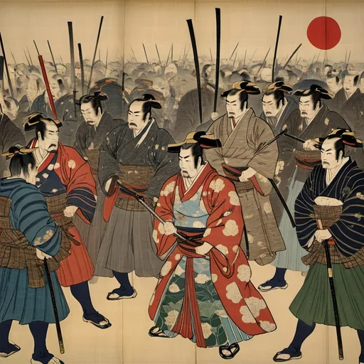 Prompt: Many Japanese people resented the increased power of the Westerners. The daimyo began to lose faith in the shogun (as he was supposed to suppress ‘foreign barbarians’).