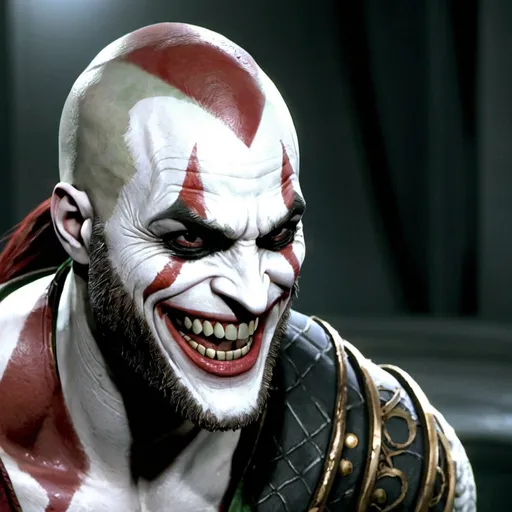 Prompt: Joker kratos laughing 