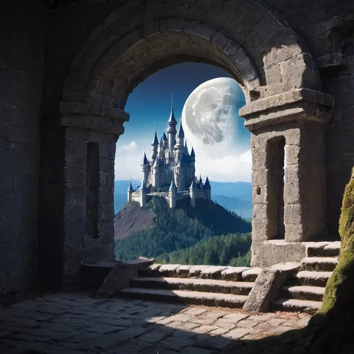 Prompt: Inside the beautiful castle of the moon


