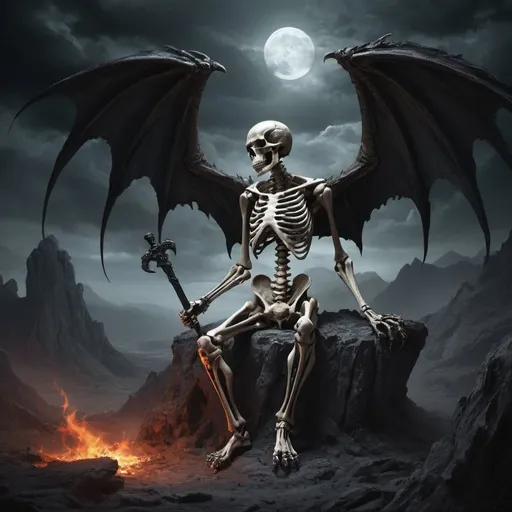 Prompt:  dark fantasy, evil, dragon, skeleton, valley of death, angel of death, reality, passion, 