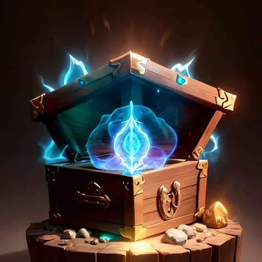 Prompt: A mystical glowing portal coming out of a treasure chest