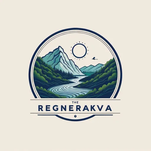 Prompt: Logo for the name "ReGenerativKA". A small business dedicated to ecosystem regeneration. Simple, with background inspired by topographic maps