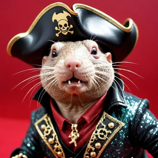 Prompt: Mole rat pirate vampire with glitter
