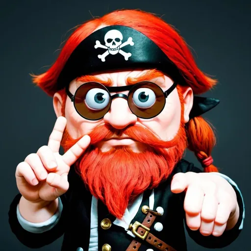 Prompt: A red haired dwarf with a Pirate eyepatch and only 4 Fingers on one hand