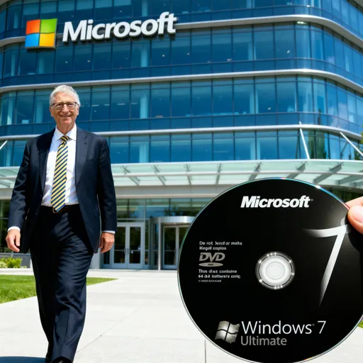 Prompt: İmage Guidance bölümün eklediğim Bill Gates fotoğrafı microsoft adlı şirketin önünde yürüyüp sonra eline CD yi alsın 