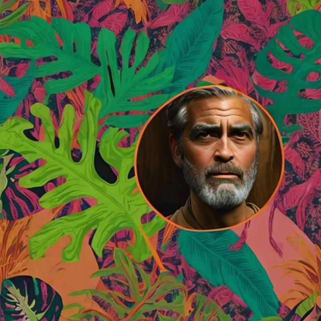Prompt: Tropic Thunder, Psychedelia, Wooden spoons, George Clooney