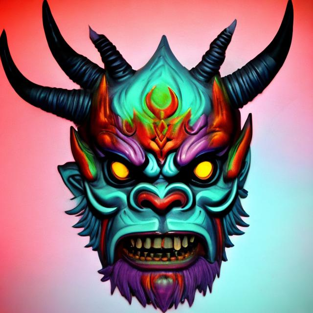 Prompt: oni, rainbow mask