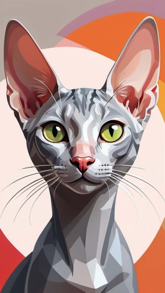 Prompt: A cartoon style of a silver grey female oriental short hair - cat face needs to be more angular 

