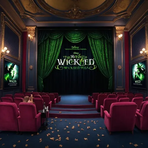 Prompt: Invitation to a fancy cinema to watch Wicked 