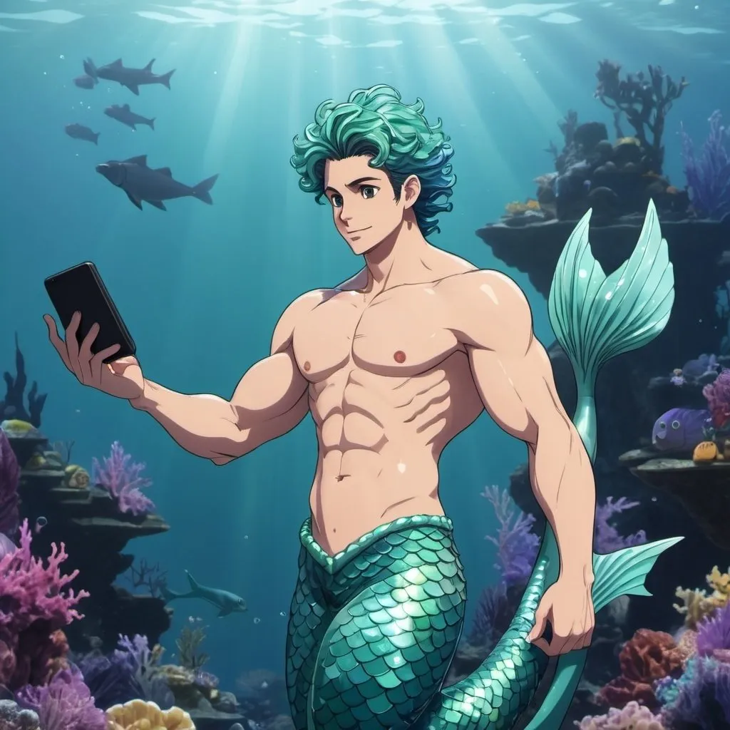 Tech savvy merman animated anime