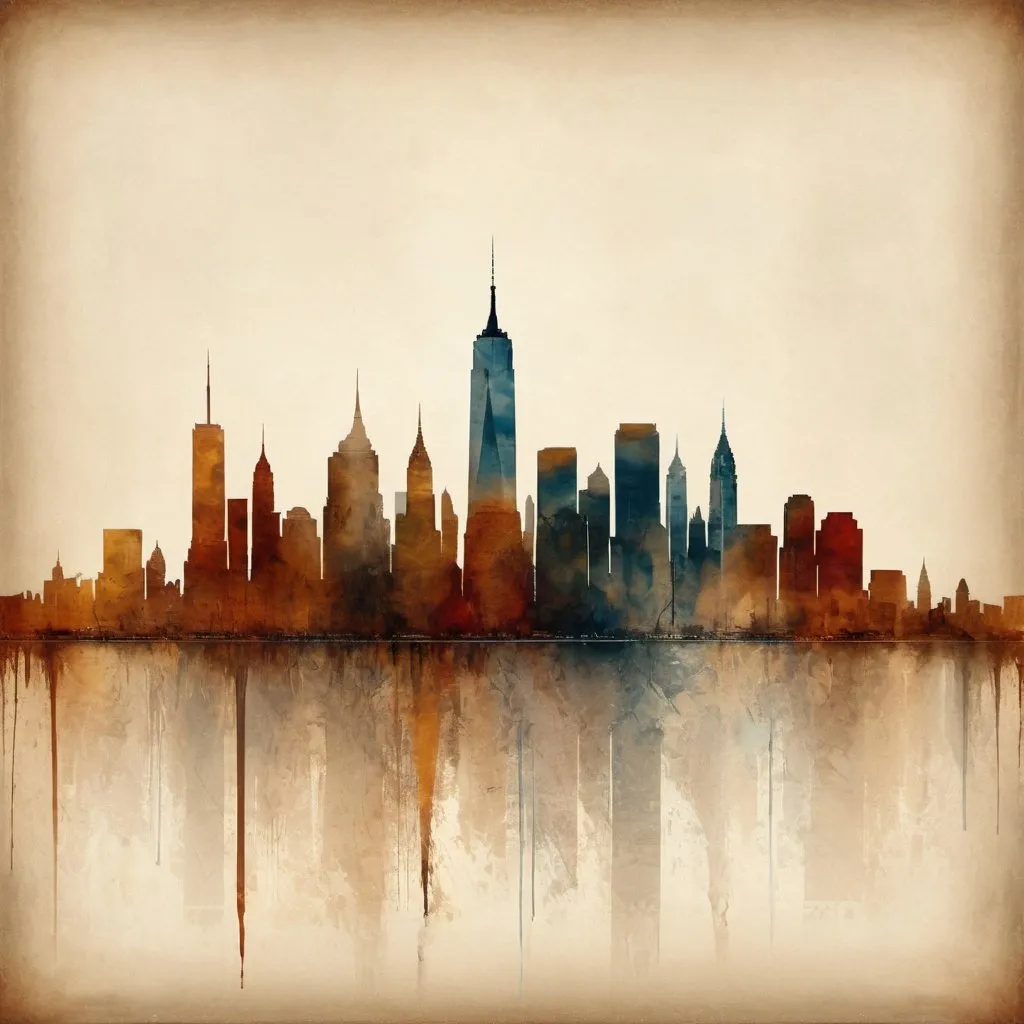 Prompt: Manhattan skyline in the style of Turner