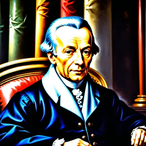 Prompt: Distinguished philosopher promoting reason and enlightenment, historical, philosophy, enlightenment, high-quality, photorealistic, bookshelf, Immanuel Kant, moral philosophy, --ar 4:3
