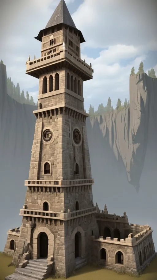 Prompt: Make the dimensions of this tower for me, so that the angles are completely clear