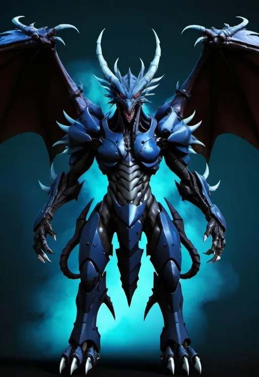 Prompt: Epic Sci-fi anime demon dragon with power armor and four arms