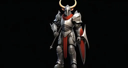 Prompt: Sci-fi Knight with horns 