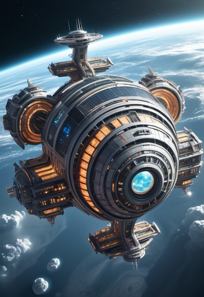 Prompt: Epic Sci-fi city space station a size of a universe 
