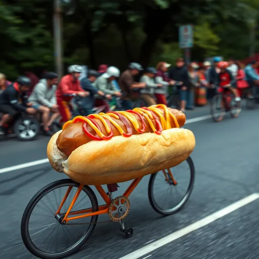 Prompt: Tour de hotdog