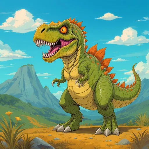 Prompt: You're are a tyranosaurus his name was Tom and his goal is to beat 300 bosses to save Tom's dinosaur friends 
