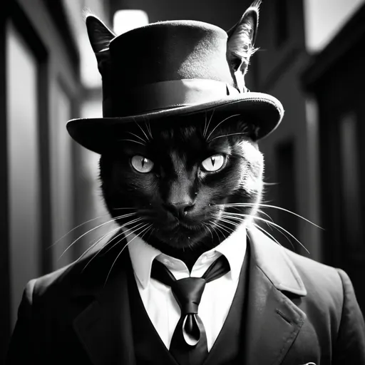 Prompt: a gentelmanly noir
 cat
