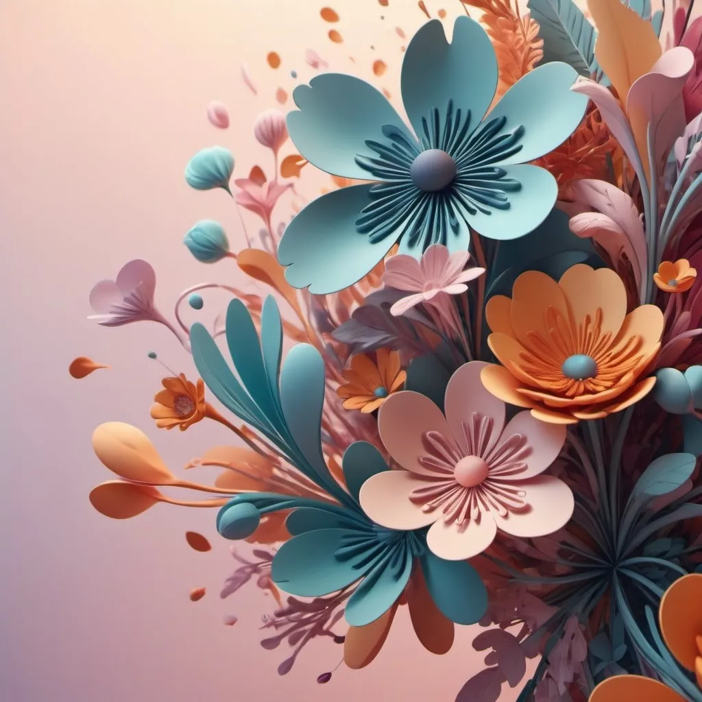 Prompt: beautiful abstract 3d flower arrangement