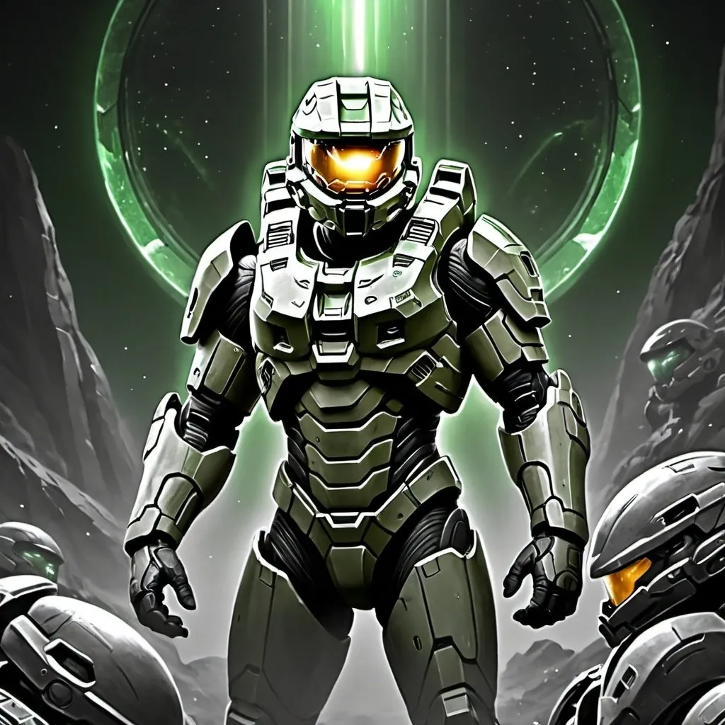 Prompt: In rings of forged light, a war does rage,
Spartans stand firm, humanity's cage.
Master Chief, green icon of hope,
With Cortana's voice, a weapon to cope.
The Covenant's zeal, a holy crusade,
Flood's endless hunger, a nightmare displayed.
From Pillar of Autumn to Zeta's hold,
Mysteries whispered, stories untold.
Through plasma and bullets, a soldier they fight,
Forging a future, bathed in green light.
Halo awaits, a promise, a threat,
Humanity's fate, forever unmet.
