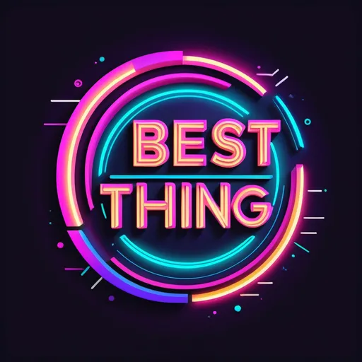 Prompt: (accurately spelled text "Best Thing"), logo design, neon art style, vibrant neon colors, futuristic aesthetic, dynamic shapes, glowing elements, modern and trendy, digital illustration, eye-catching contrast, sleek and professional appearance, bold typography, conceptual layout, high-quality and detailed presentation, suitable for a channel branding.