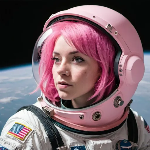 Prompt: pink haired astronaut