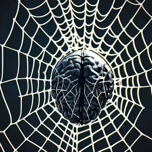 Prompt: brain in spider web