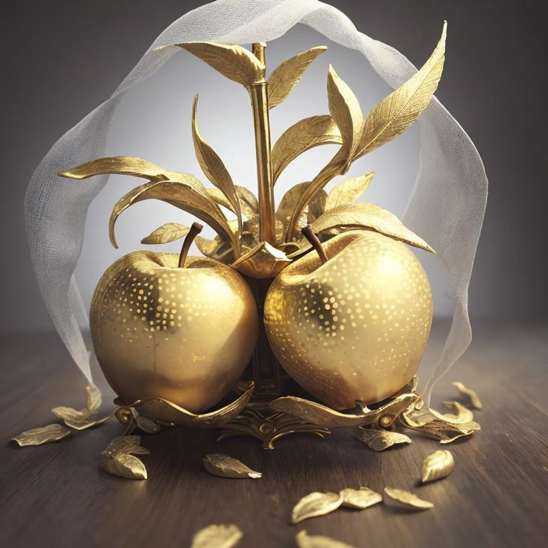 Prompt: Add golden apples