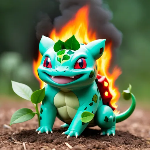 Prompt:  a fire bulbasaur related to sustainability
