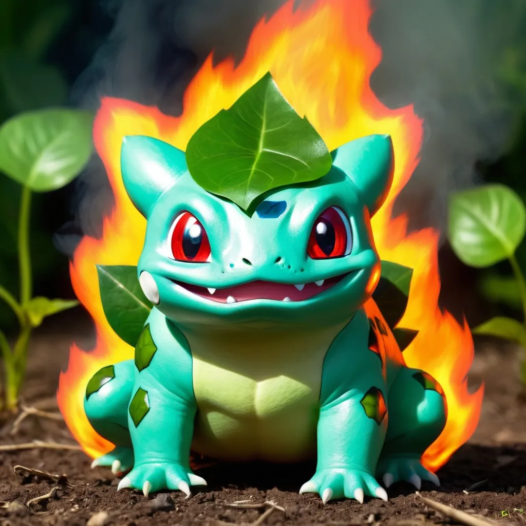 Prompt:  a fire bulbasaur related to sustainability
