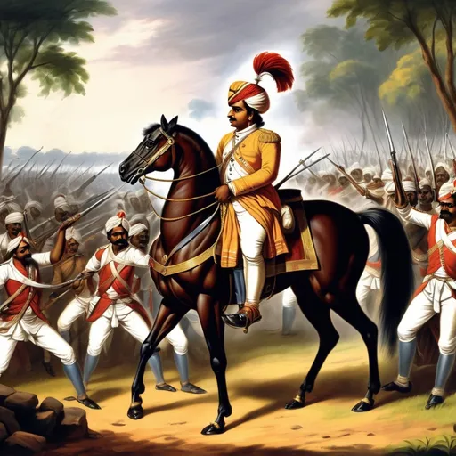 Prompt: But the Company, with its alliances and superior weaponry, proved too strong. The brave Tipu fell at Srirangapatna, but his courage and resistance inspired generations.