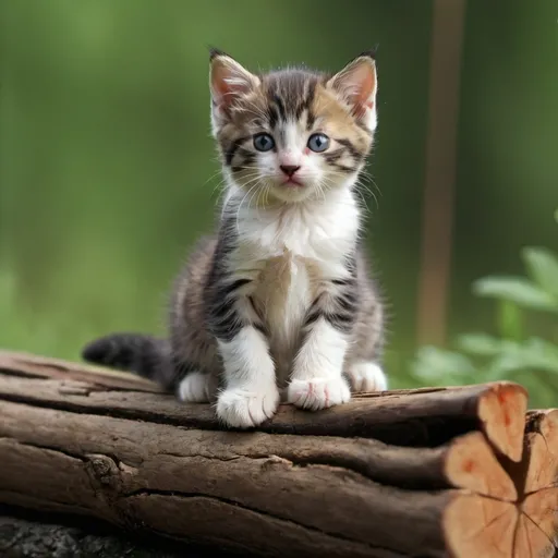 Prompt: a kitten sitting on a log 4k resolution high quality high resolution

