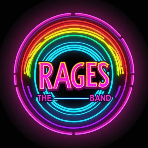 Prompt: The Rages Band logo with rainbow neon