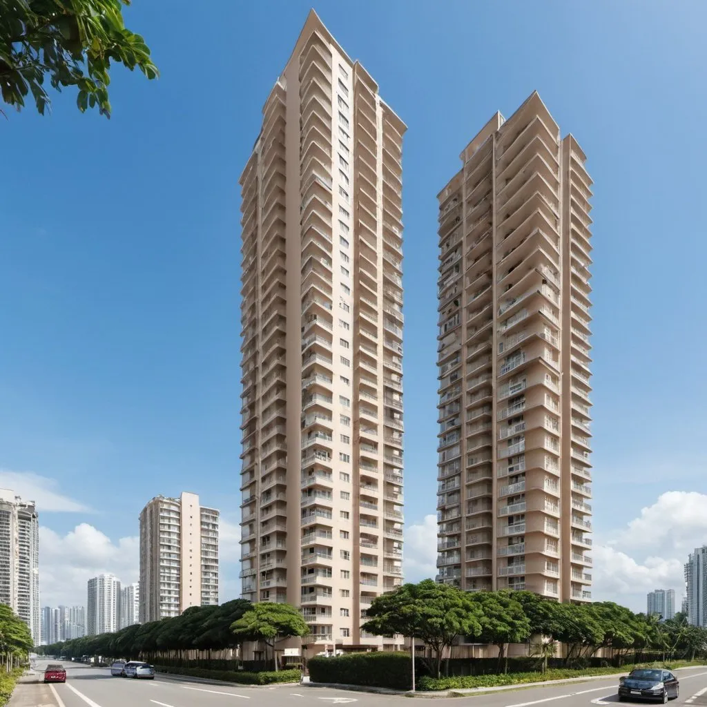 Prompt: condominium beige with sky towers