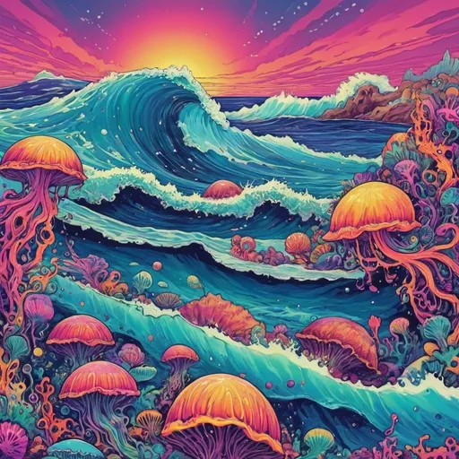 Prompt: psychedelic sea