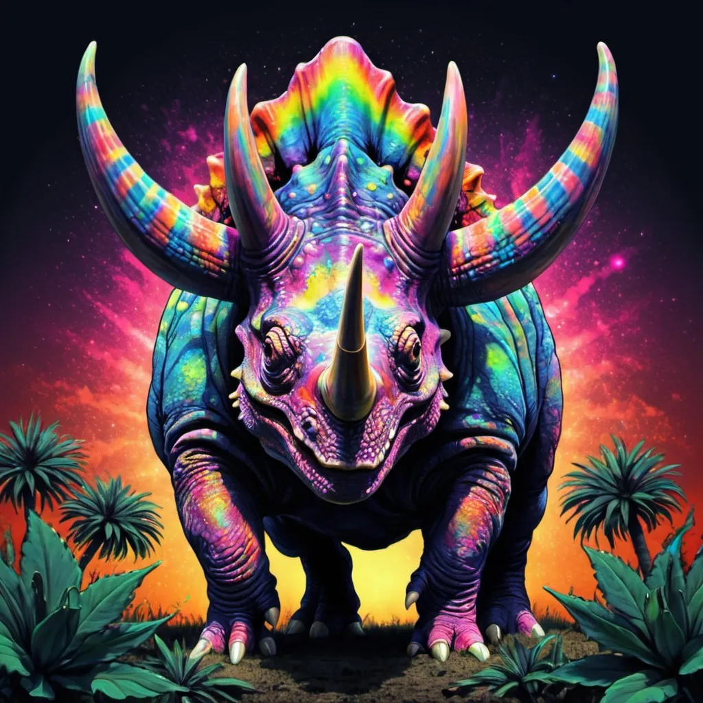 Prompt: psychedelic triceratops